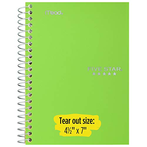 Mead Five Star Spiral Notebooks, 1 Subject, College Ruled Paper, 100 Sheets, 7 x 4-3/8", Personal Size, Colors Selected For You, 2 Pack (73707)