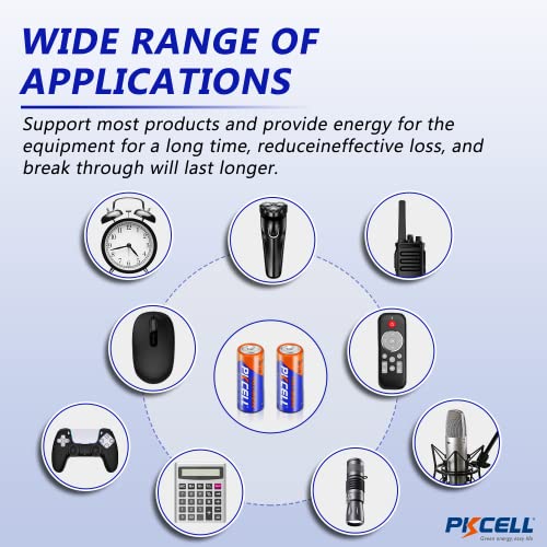 PKCELL 5 Counts 1.5V LR1/MN9100/E90/N Size Alkaline Batteries, Leak-Proof Batteries, High Performance and Powerful Batteries, Suitable for All Kinds of Electronic Equipment