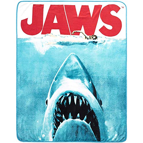 Silver Buffalo Jaws Great White Shark Throw Fleece Blanket - 45 x 60 inches | Soft and Cozy