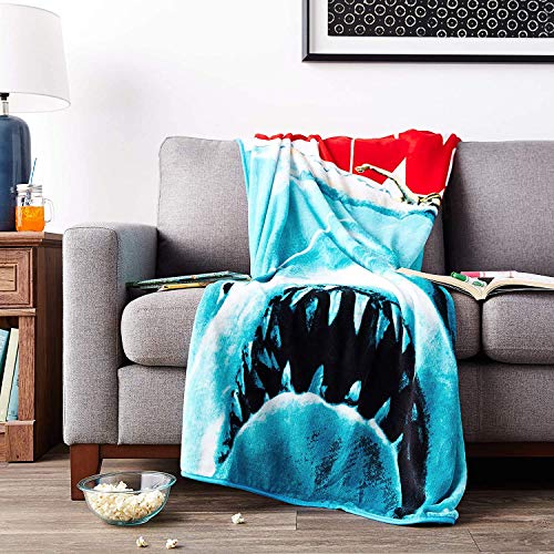 Silver Buffalo Jaws Great White Shark Throw Fleece Blanket - 45 x 60 inches | Soft and Cozy