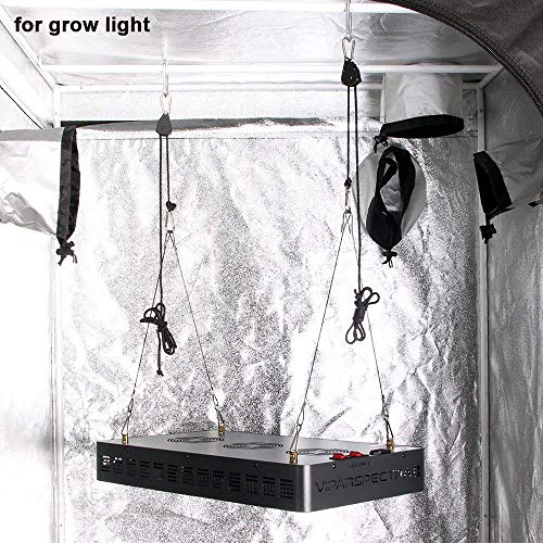 VIPARSPECTRA 2 Pair of 1/8 inch Heavy Duty Adjustable Grow Light Rope Hanger for Grow Light Fixtures & Gardening, 150lb Capacity