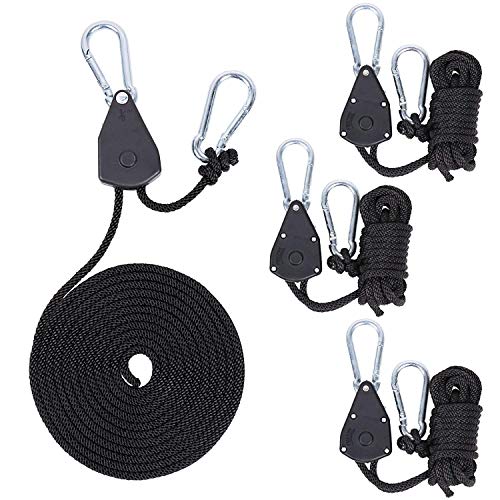 VIPARSPECTRA 2 Pair of 1/8 inch Heavy Duty Adjustable Grow Light Rope Hanger for Grow Light Fixtures & Gardening, 150lb Capacity
