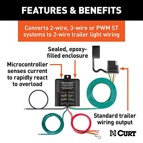 CURT 59236 Weather-Resistant Multi-Function Splice-in Trailer Tail Light Converter Kit, 4-Pin Wiring Harness