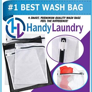 Laundry Lingerie Bags - 4 Pack - Multi-Size Washing Bags with Zipper for Lingerie, Underwear, Bra, Stockings or Baby Items. Protect Your Delicates from Getting Entwined with The Rest of Your Laundry.