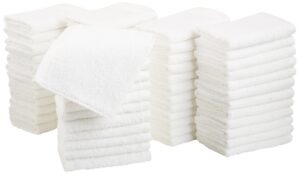 amazon basics fast drying, extra absorbent, terry cotton washcloths - pack of 60, white, 12 x 12-inch