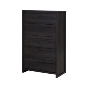 south shore tao 5-drawer dresser, grey oak with wooden handles
