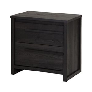 south shore tao 2-drawer nightstand, gray oak with wood handles