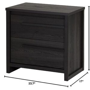 South Shore Tao 2-Drawer Nightstand, Gray Oak with Wood Handles