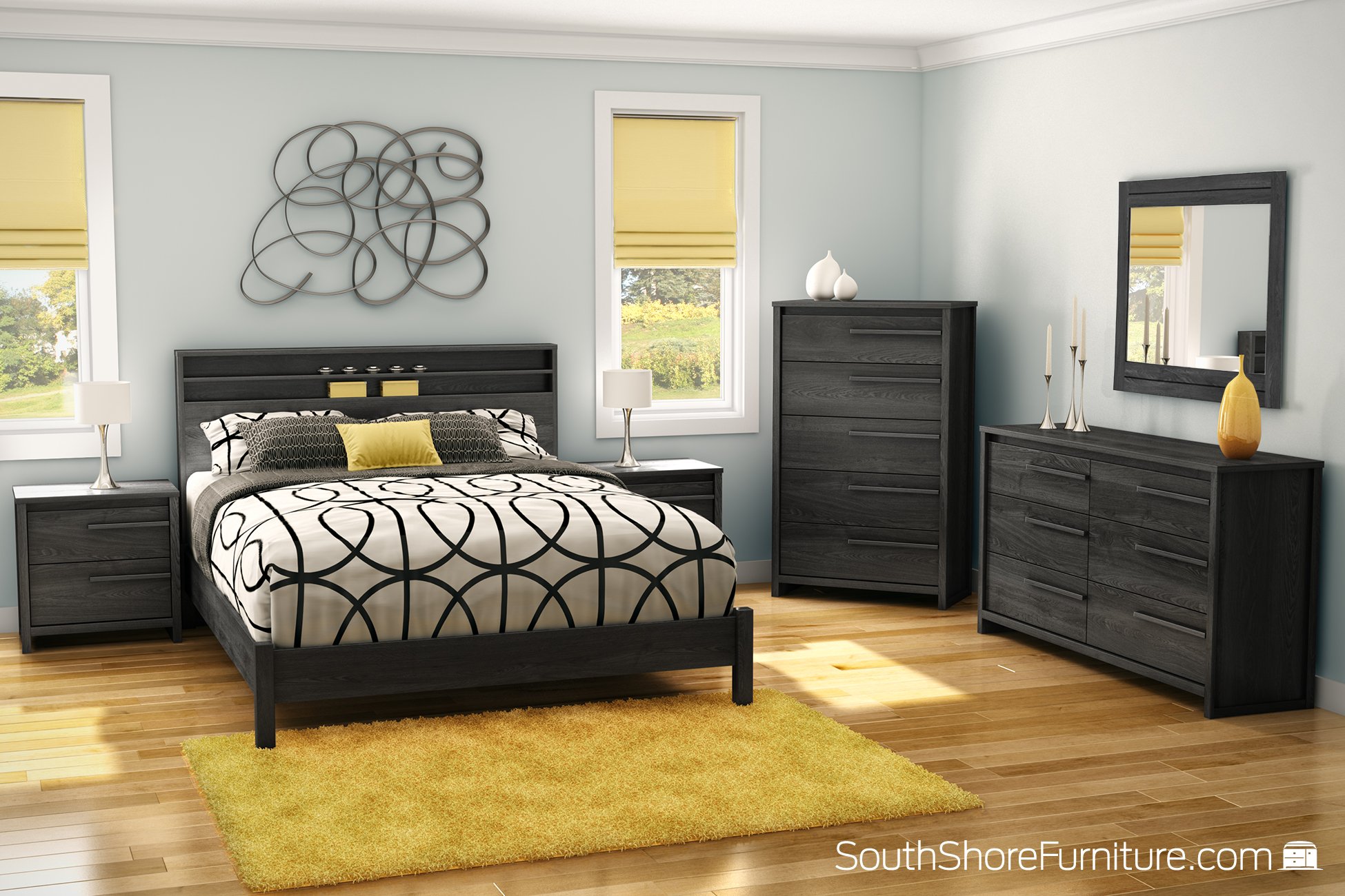 South Shore Tao 5-Drawer Dresser, Grey Oak with Wooden Handles