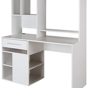 South Shore Narrow Home Office Computer Desk with Hutch, Pure White