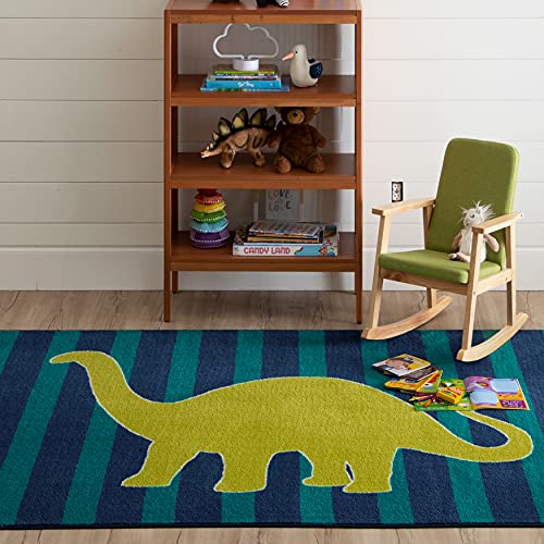 Mohawk Home Playroom Kids ,Friendly Dinosaur Blue (5' x 8')