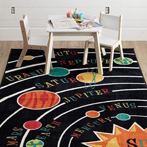 Mohawk Home Black Aurora Solar System Indoor Space Area Rug (5'x8')