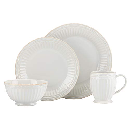 Lenox White French Perle Groove 4Pc Place Setting, 6.95 LB