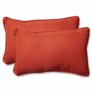 pillow perfect rave solid indoor/outdoor lumbar pillow plush fill, weather and fade resistant, lumbar - 11.5" x 18.5",, orange, 2 count