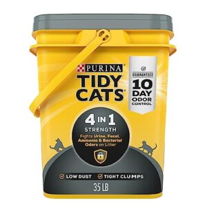 purina tidy cats clumping cat litter, 4-in-1 strength multi cat litter - 35 lb. pail