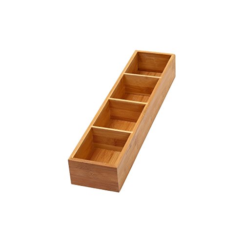 YBM HOME Bamboo 4 Compartment Organizer Tray for Drawers, 329