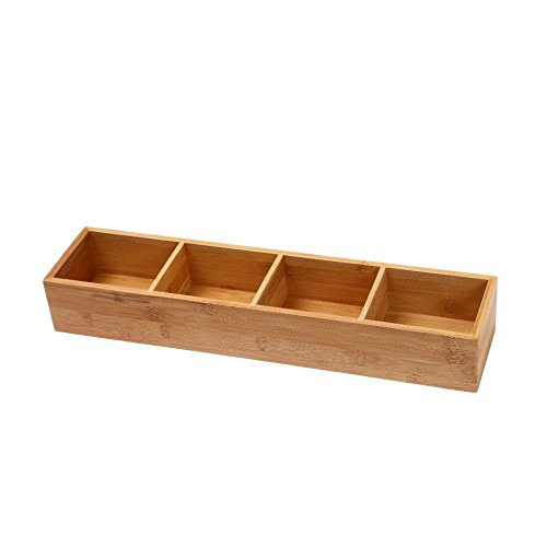 YBM HOME Bamboo 4 Compartment Organizer Tray for Drawers, 329