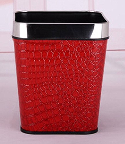 Trash Cans European Fashion Without Cover Trash Bins Kitchen Bathroom Square Small (Red Crocodile)