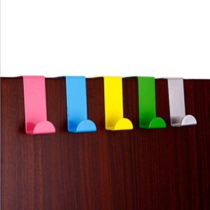 yueton Door Hooks, Stainless Steel Bathroom Kitchen Cabinet Reversible Over Door Hook Clothes Towels Swim Shirts Bag Hanger Holder,4 Pieces or 2 Pair Randomly Color Sent Fit 3/4" or 1-1/2" Thickness