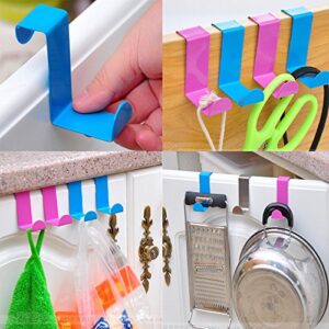 yueton Door Hooks, Stainless Steel Bathroom Kitchen Cabinet Reversible Over Door Hook Clothes Towels Swim Shirts Bag Hanger Holder,4 Pieces or 2 Pair Randomly Color Sent Fit 3/4" or 1-1/2" Thickness