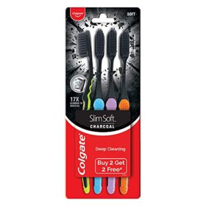colgate slim soft charcoal toothbrush 17x slimmer soft tip bristles (buy 2 get 2)