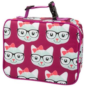 bentology lunch box for girls - kids insulated, durable lunchbox tote bag fits bento boxes, containers and bottles, back to school lunch sleeve keeps food hotter or colder longer - kitty