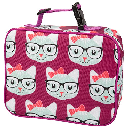 Bentology Lunch Box for Girls - Kids Insulated, Durable Lunchbox Tote Bag Fits Bento Boxes, Containers and Bottles, Back to School Lunch Sleeve Keeps Food Hotter or Colder Longer - Kitty