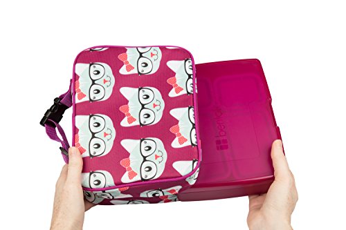 Bentology Lunch Box for Girls - Kids Insulated, Durable Lunchbox Tote Bag Fits Bento Boxes, Containers and Bottles, Back to School Lunch Sleeve Keeps Food Hotter or Colder Longer - Kitty