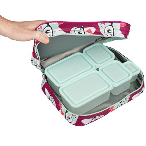 Bentology Lunch Box for Girls - Kids Insulated, Durable Lunchbox Tote Bag Fits Bento Boxes, Containers and Bottles, Back to School Lunch Sleeve Keeps Food Hotter or Colder Longer - Kitty