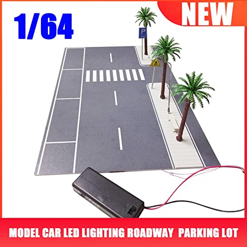 Diorama 1/64 Car Garage Model LED Lighting Car Parking Lot City Road Display Scene Model Toy