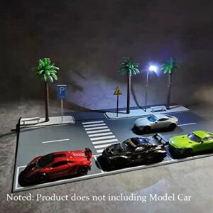 Diorama 1/64 Car Garage Model LED Lighting Car Parking Lot City Road Display Scene Model Toy