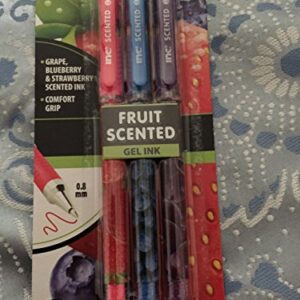 3 Pack Inc Fruit Scented(grape/blueberry/strawberry)0.8mm Gel Pens