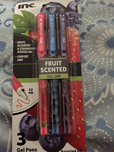 3 Pack Inc Fruit Scented(grape/blueberry/strawberry)0.8mm Gel Pens