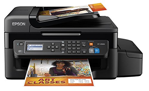 Epson WorkForce ET-4500 EcoTank Wireless Color All-in-One Supertank Printer with Scanner, Copier, Fax, Ethernet, Wi-Fi, Wi-Fi Direct, Tablet and Smartphone (iPad, iPhone, Android) Printing, Easily Refillable Ink Tanks