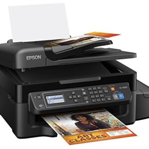 Epson WorkForce ET-4500 EcoTank Wireless Color All-in-One Supertank Printer with Scanner, Copier, Fax, Ethernet, Wi-Fi, Wi-Fi Direct, Tablet and Smartphone (iPad, iPhone, Android) Printing, Easily Refillable Ink Tanks