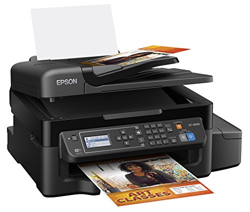 Epson WorkForce ET-4500 EcoTank Wireless Color All-in-One Supertank Printer with Scanner, Copier, Fax, Ethernet, Wi-Fi, Wi-Fi Direct, Tablet and Smartphone (iPad, iPhone, Android) Printing, Easily Refillable Ink Tanks