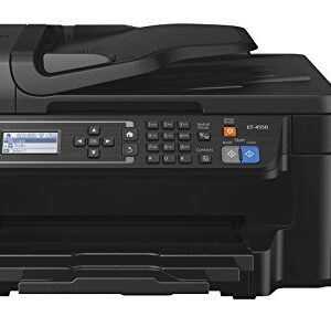 Epson WorkForce ET-4550 EcoTank Wireless Color All-in-One Supertank Printer with Scanner, Copier, Fax, Ethernet, Wi-Fi, Wi-Fi Direct, Tablet and Smartphone (iPad, iPhone, Android) Printing, Easily Refillable Ink Tanks