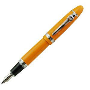 Lanxivi Jinhao 159 Fountain Pen Orange Color Silver Trim Big Heavy with Pen Pouch