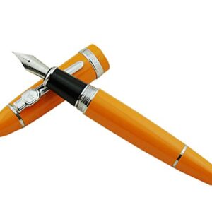 Lanxivi Jinhao 159 Fountain Pen Orange Color Silver Trim Big Heavy with Pen Pouch