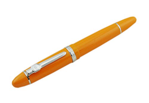 Lanxivi Jinhao 159 Fountain Pen Orange Color Silver Trim Big Heavy with Pen Pouch