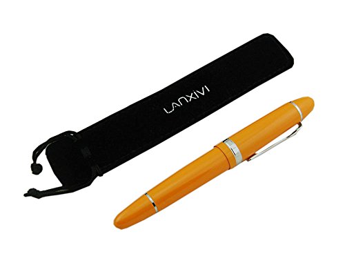 Lanxivi Jinhao 159 Fountain Pen Orange Color Silver Trim Big Heavy with Pen Pouch