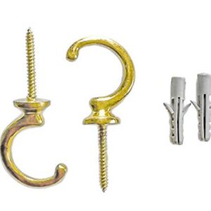 Set of 10 Gold Decorative Hooks with Wall Anchors (10 Gold Hooks)