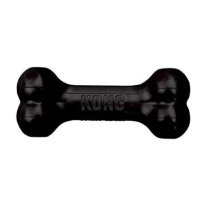kong extreme goodie bone - dental dog toy for teeth & gum health - enrichment dog chew toy for aggressive chewers - rubber dog bone for power chewers - dispensing dog treat toy - black - large dogs