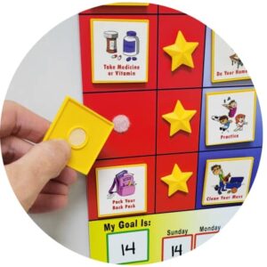 Kenson Kids "I Can Do It My Daily Checklist Incentive Chart- (35 Tasks 5 Blank Tasks) Visual Daily Magnetic Responsibility and Chore Star Chart for Ages 3-10- Daily Planner for Kids 11x 15.5 inch