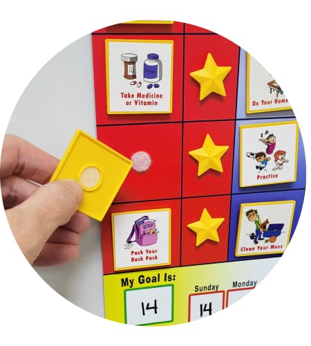 Kenson Kids "I Can Do It My Daily Checklist Incentive Chart- (35 Tasks 5 Blank Tasks) Visual Daily Magnetic Responsibility and Chore Star Chart for Ages 3-10- Daily Planner for Kids 11x 15.5 inch