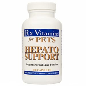 rx vitamins hepato support for dogs & cats - milk thistle supplement for pets - 100mg milk thistle for healthy liver function - silymarin capsules for pets - 180 ct.