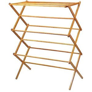 home-it wooden clothes drying rack for laundry - collapsible folding bamboo laundry drying rack for drying clothes - heavy duty pre assembled