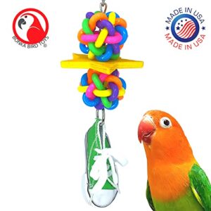 Bonka Bird Toys 1356 Star Sneaker Rubber Chew Wood Cotton Parrot Quaker Parrotlet Budgie Cockatiel