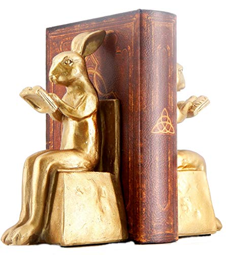 Bellaa 22883 Rabbit Bookends Studious Reading Bunny 7 Inch