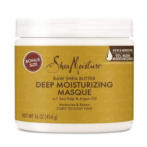 Shea Moisture Deep Treatment Hair Mask to Promote Healthy Hair Growth, Raw Shea Butter with Sea Kelp & Argan Oil, Curly Hair Products, Family Size, 16 Oz